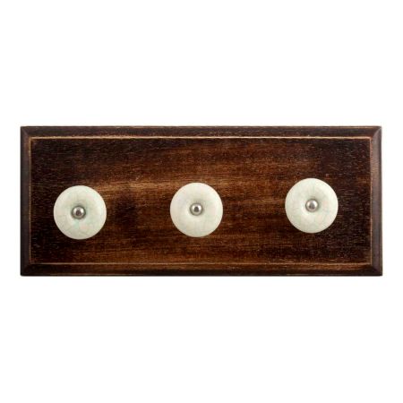 White and Green Crackle Ceramic Wooden Hooks